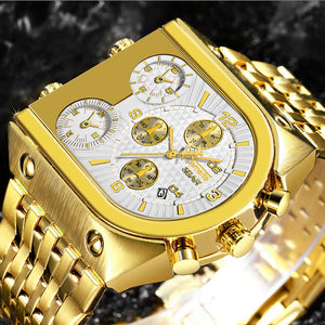 Time zone waterproof gold luxury sports watch