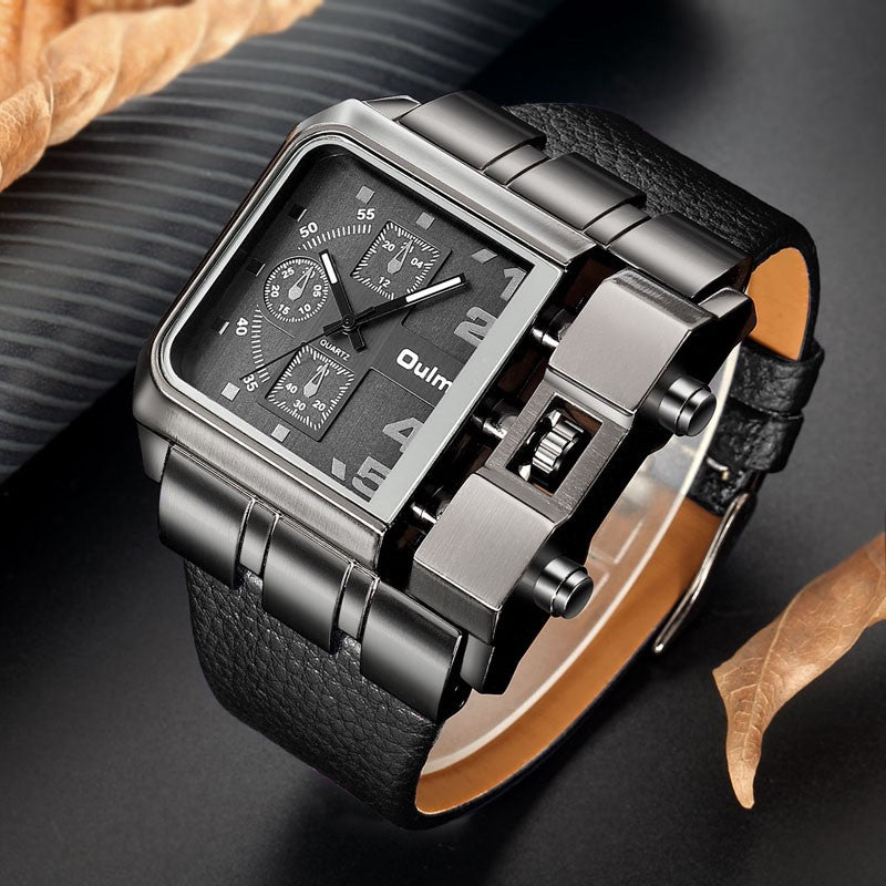 Leather design bracelet men's watch