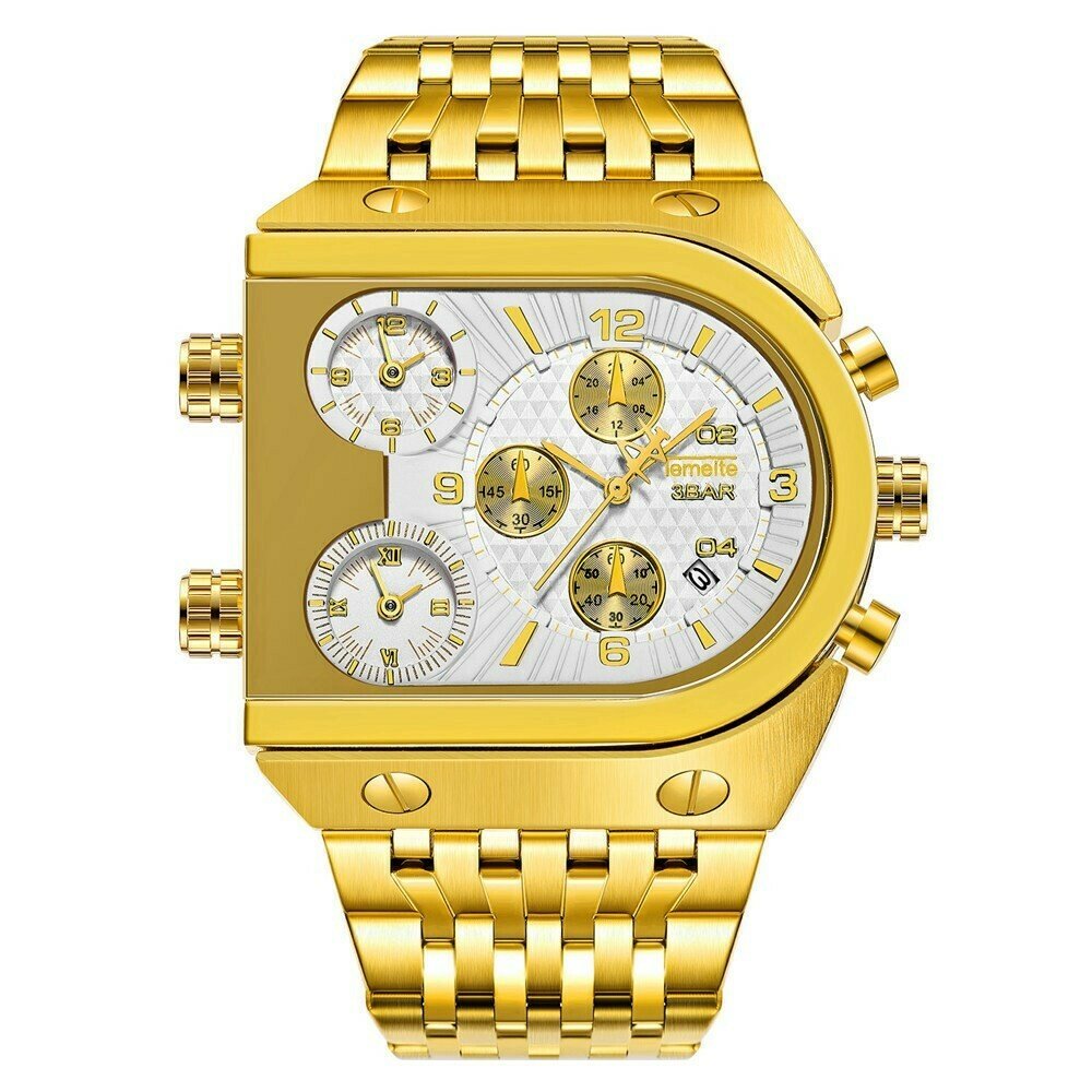 Time zone waterproof gold luxury sports watch