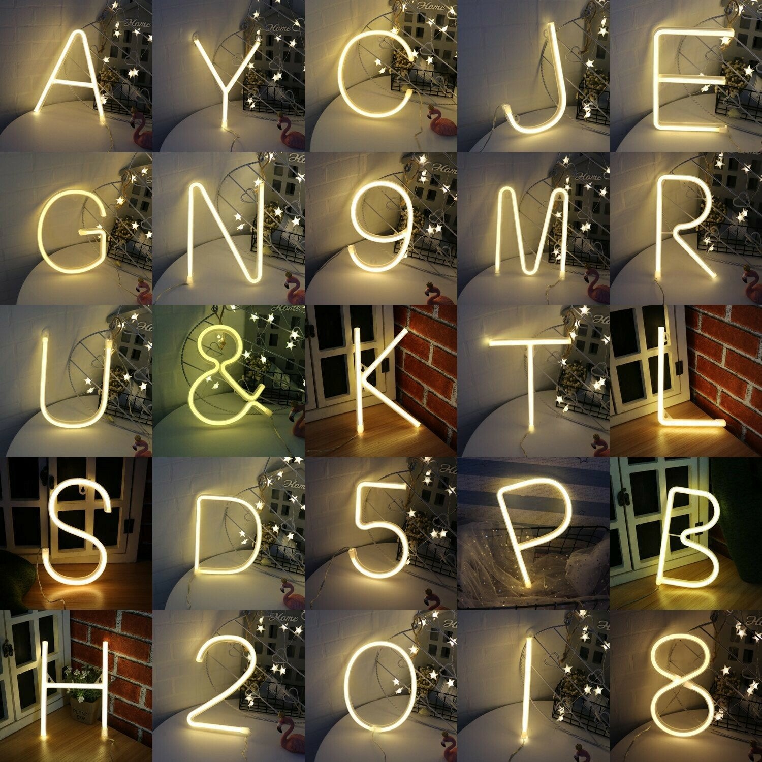 Alphabet neon sign letters