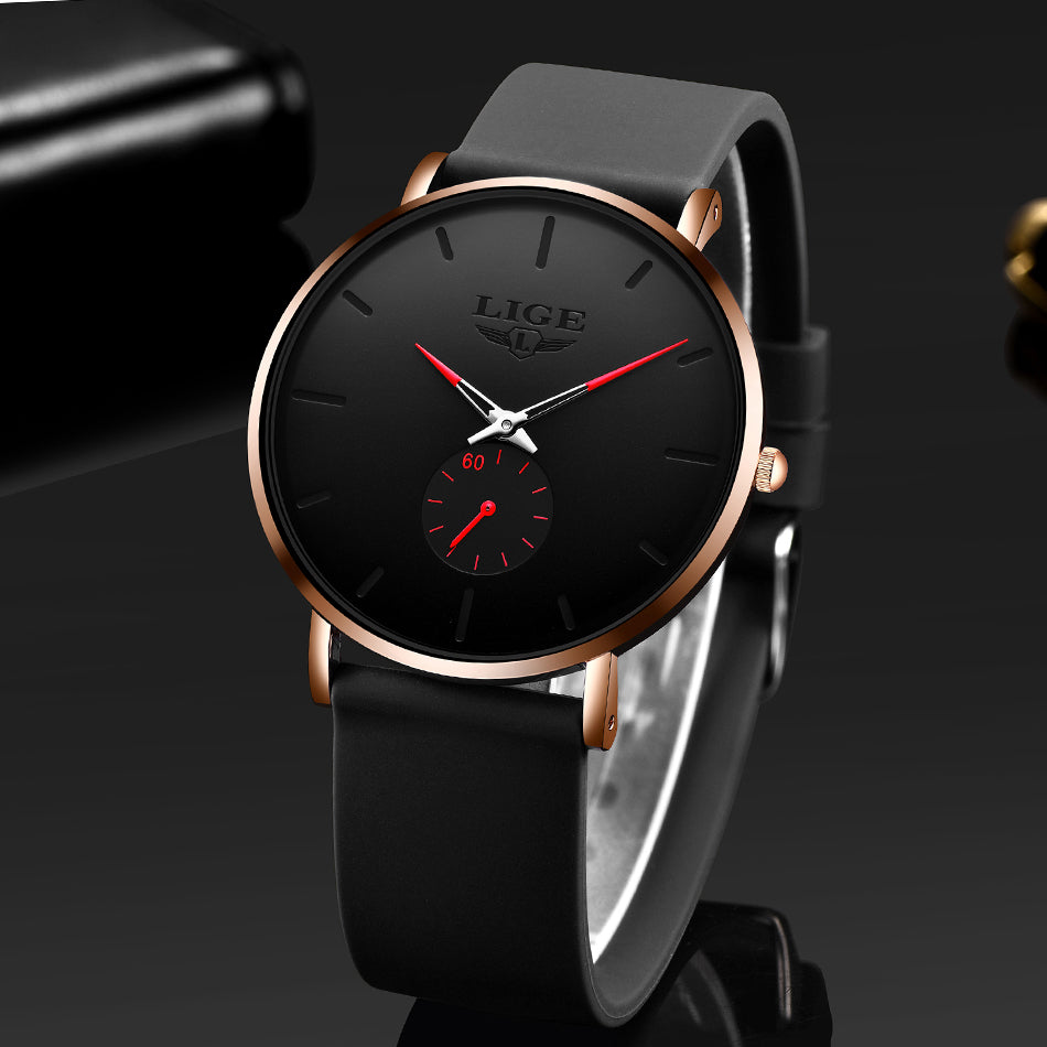 Mm black dial stainless steel watch
