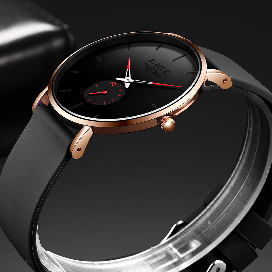 Mm black dial stainless steel watch