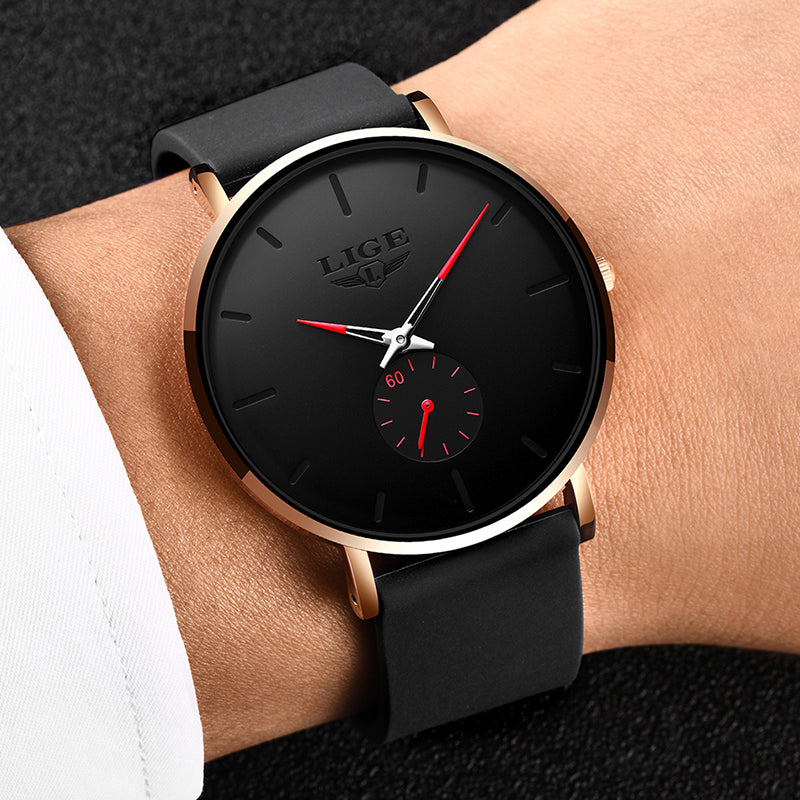 Mm black dial stainless steel watch