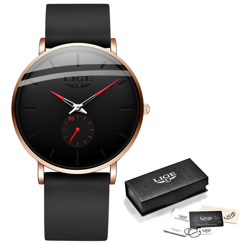 Mm black dial stainless steel watch