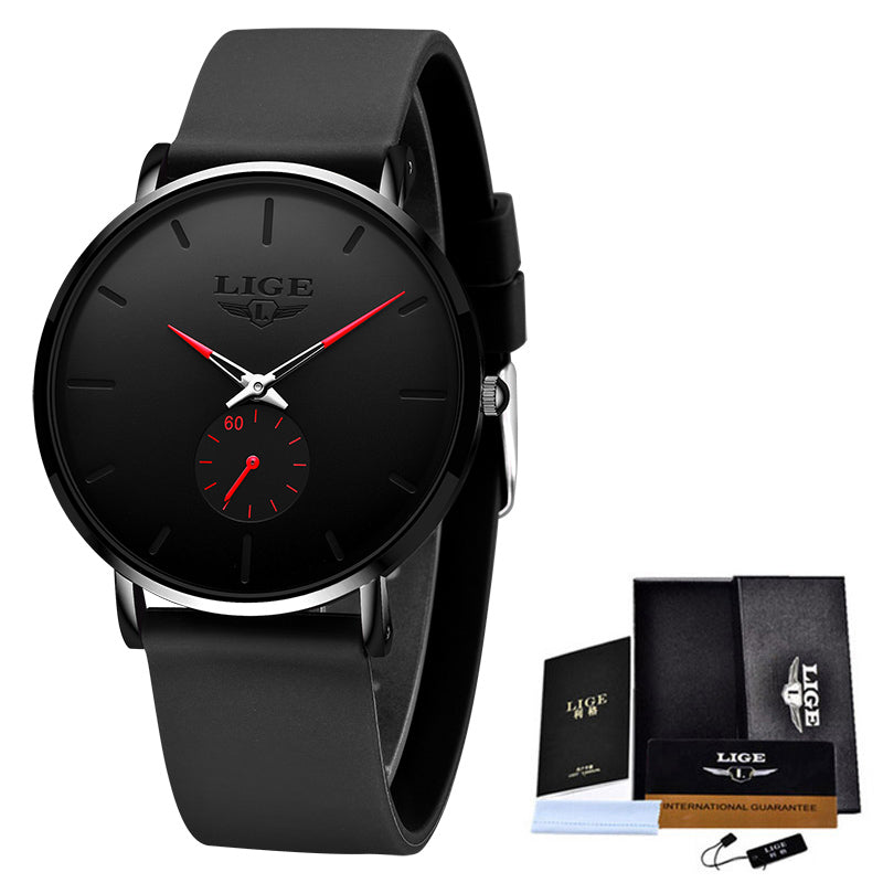 Mm black dial stainless steel watch