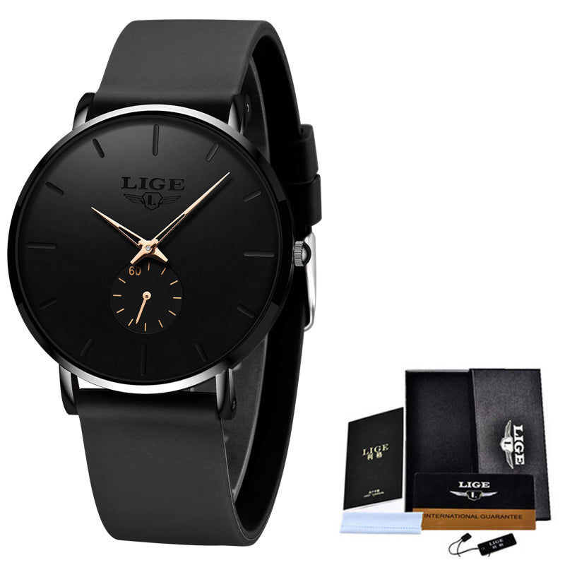 Mm black dial stainless steel watch