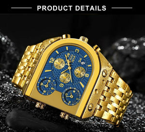 Time zone waterproof gold luxury sports watch